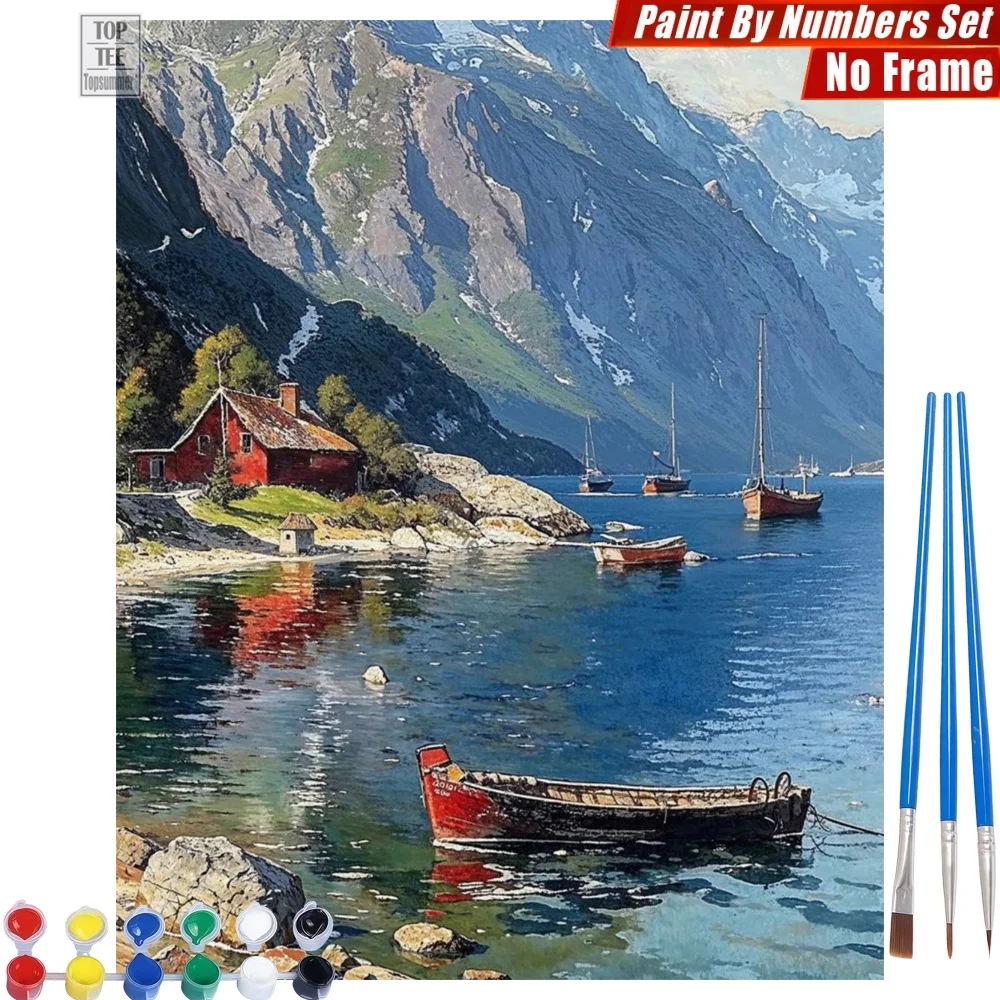 

Набор для рисования по номерам Serene Red Cottage DIY - Декор для комнаты «Скрытый рай» с изображением озера, рождественский подарок для сына