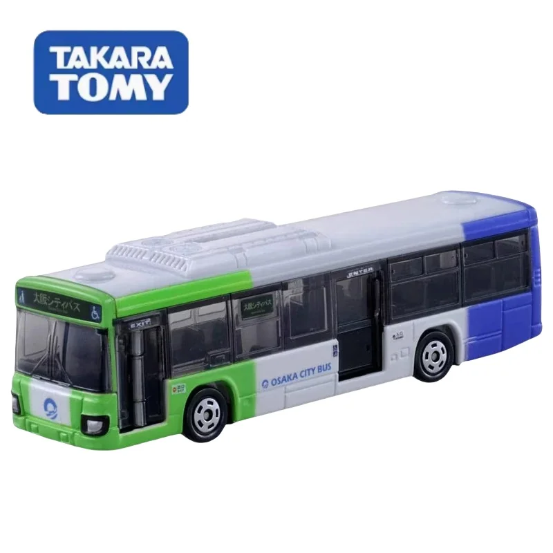 TAKARA TOMY die-casting alloy car long model 129 Osaka City BUS bus decorative ornament toy, a holiday gift for children.