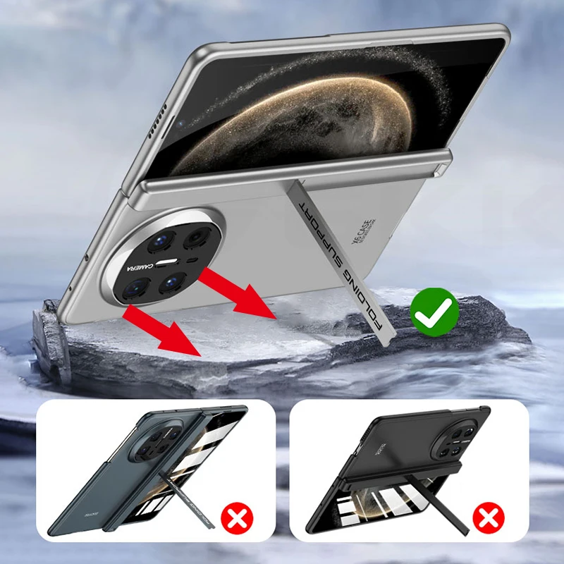 Zawias magnetyczny W zestawie Etui pancerne do Huawei Mate X6 Zewnętrzny uchwyt szklany Matowa twarda obudowa do Huawei Mate X3 X5 Etui — zdjęcie produktu 3