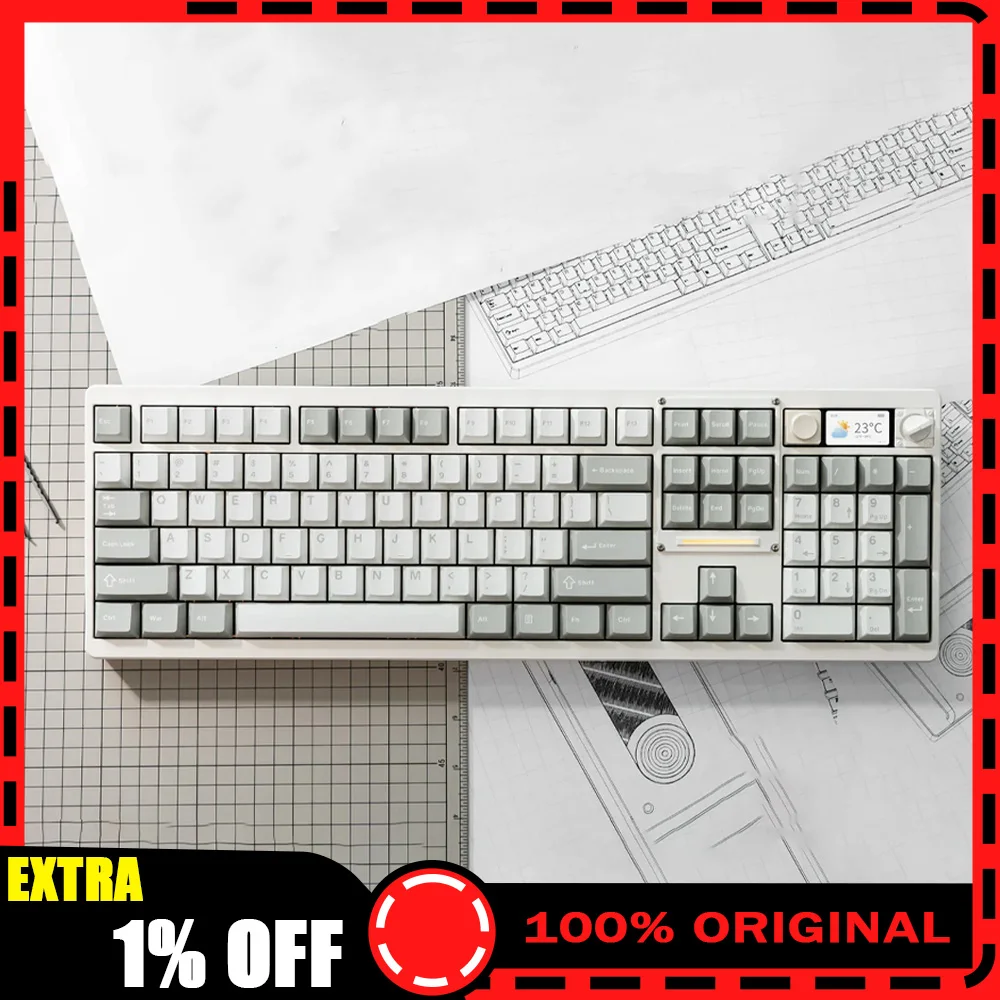 

NDNH ND104 Wireless Mechanical Keyboard Tri Mode Keyboard Aluminium Alloy Hot Swap Keyboard With Screen PC Accessory Win/Mac