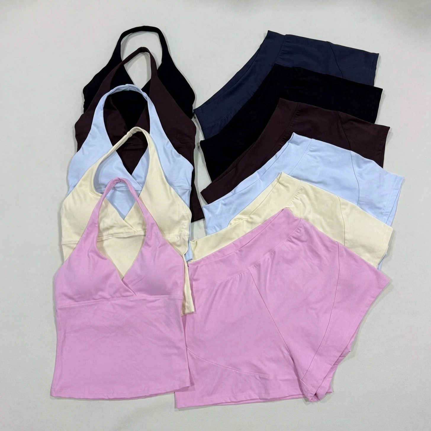 NO LOGO Ladies' brushed back yoga vest with Pilates yoga exercise quick drying shorts outdoor running Fitness two-piece set