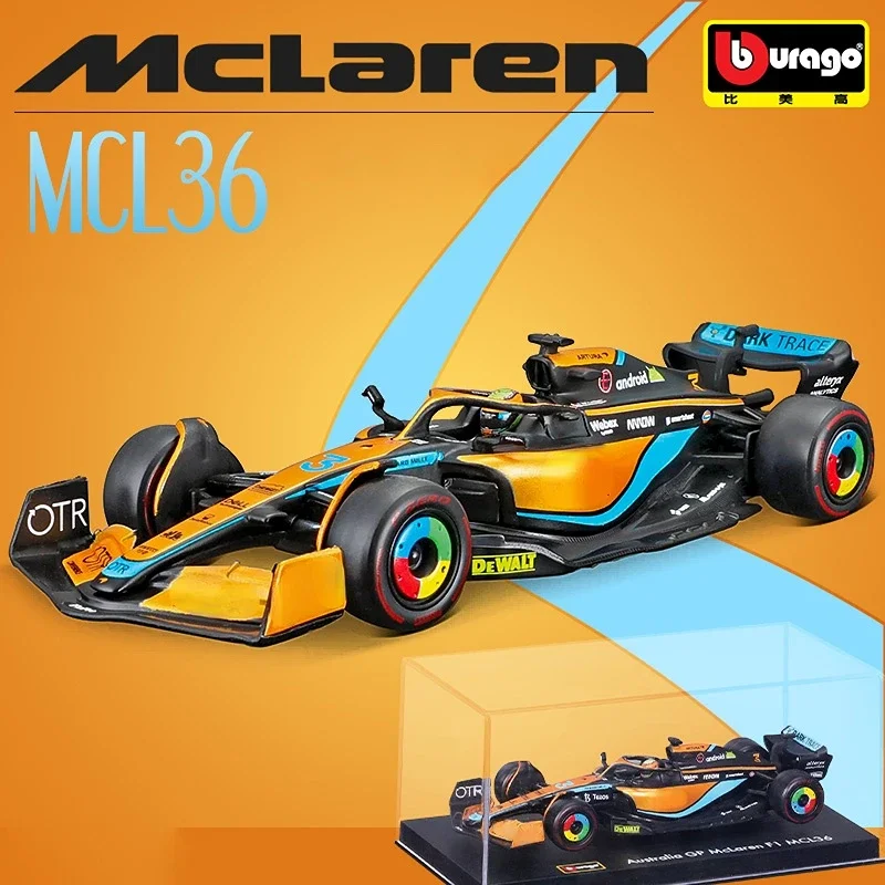 Bburago 1:43 2022 F1 McLaren MCL36 #3 Daniel Ricciardo #4 Lando Norris Alloy Luxury Vehicle Diecast Cars Model Toys Christmas