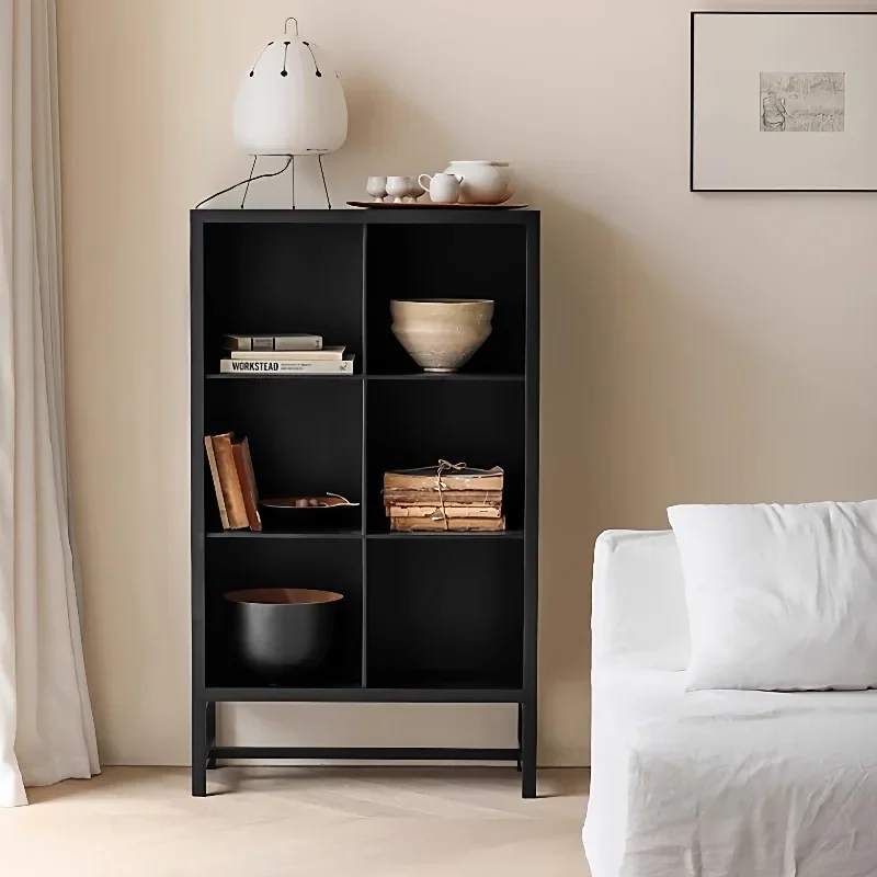 Nordic solid wood combination bookcase multi-grid bookshelf display shelf living room display case floor storage cabinet