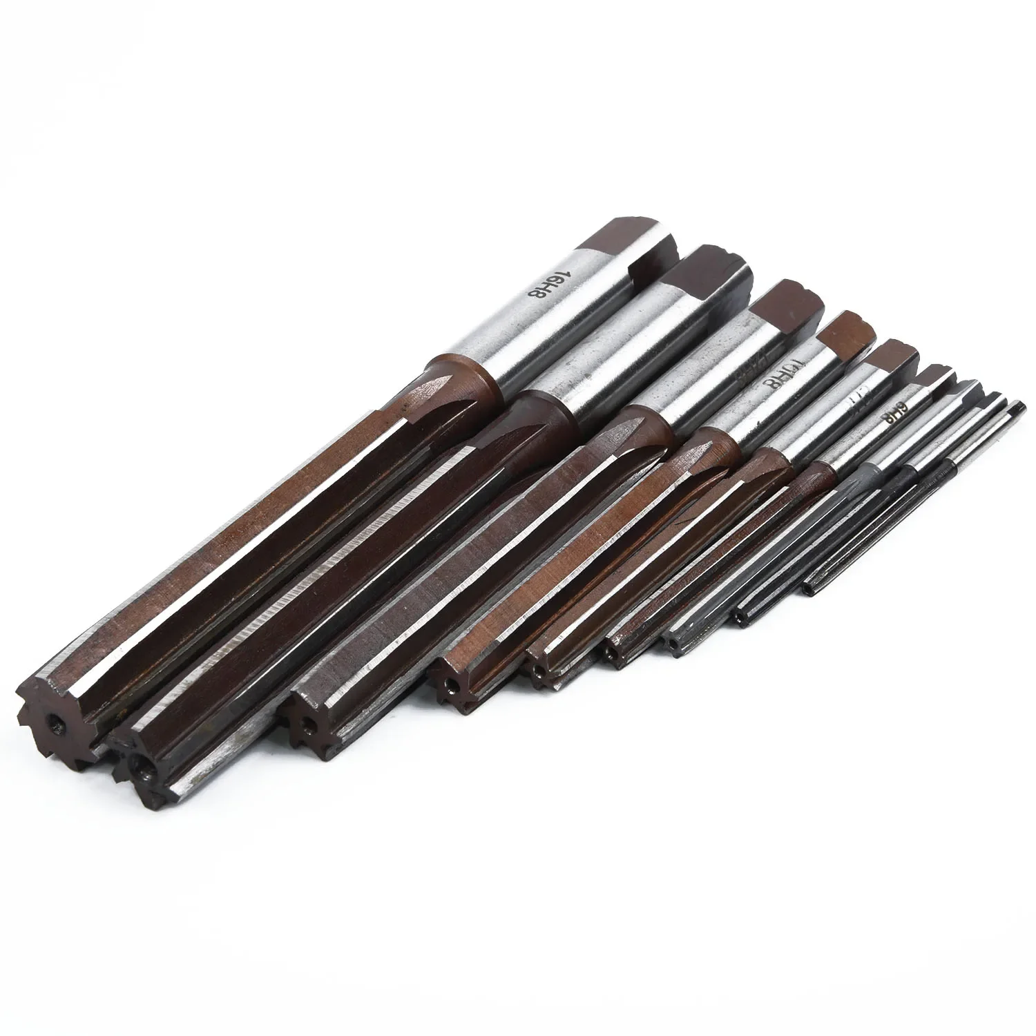 

9Pcs/Set Hand Reamers Shank Chucking Reamer Tool Metal Smooth HSS Engineering 3mm-16mm Straight Chucking Kits 9X
