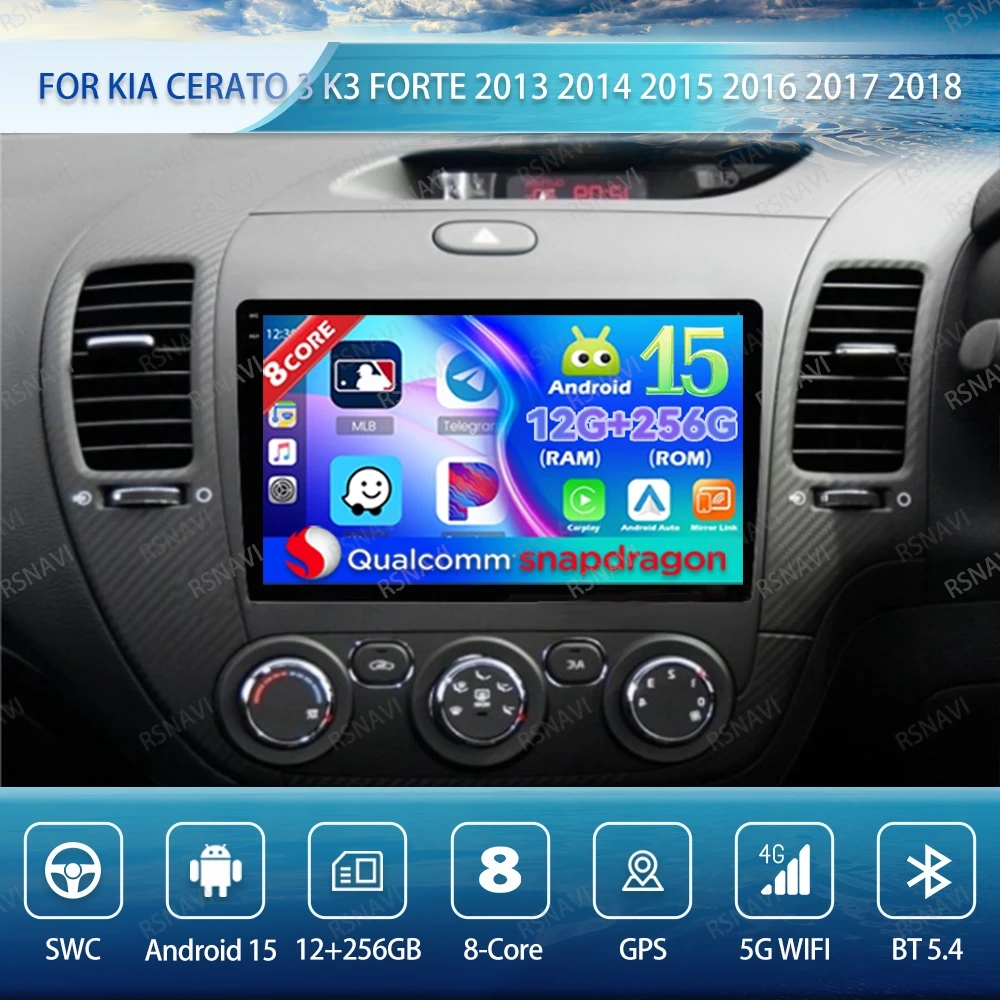 

Android 15 Car Radio For Kia Cerato 3 K3 Forte 2013 2014 2015 2016 2017 2018 DSP QLED DVD Head Unit Wireless Carplay Auto 4G LTE