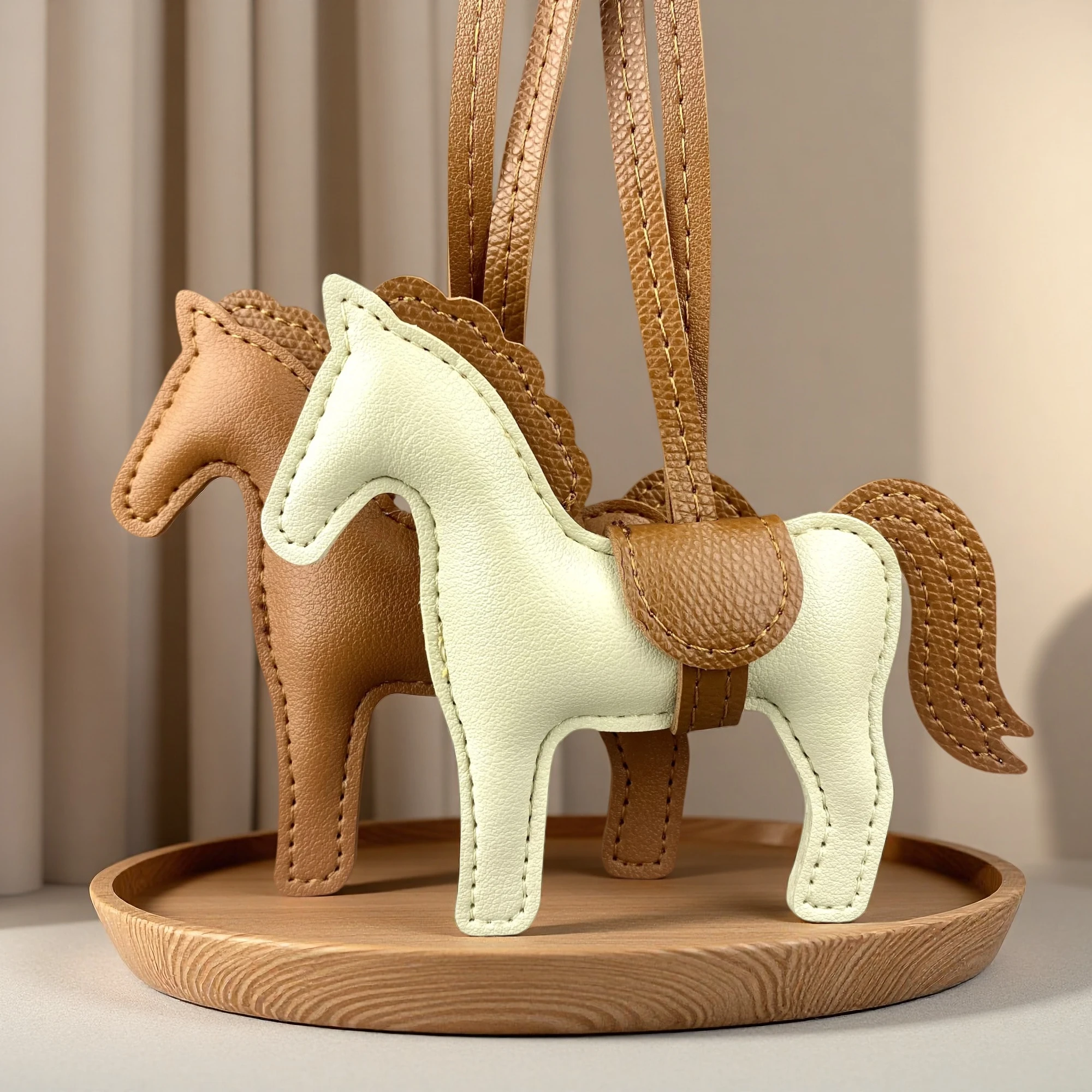 Handmade PU Leather Horse Bag Charm, 6 Colors Equestrian Horse Saddle Pad Charm Pendant for Purse Handbag Backpack Decoration