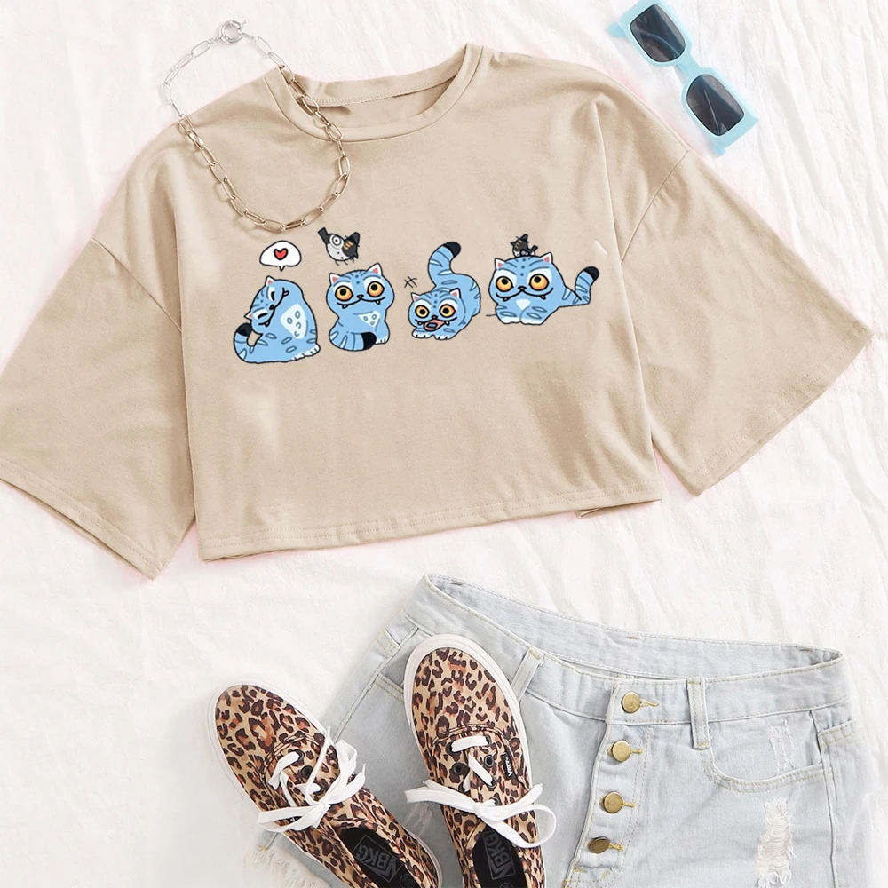 KPop شيطان الصيادين النمر قميص المرأة س الرقبة قصيرة الأكمام المحاصيل قمم تي شيرت المشجعين هدية #2