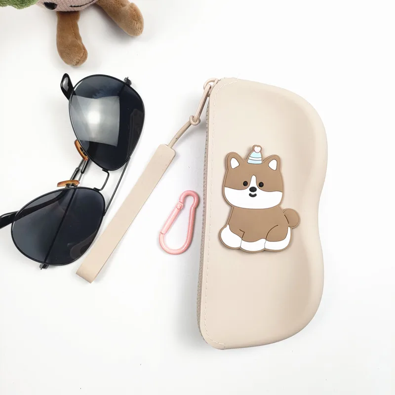 Women Soft Silicone Glasses Bag with Zipper Chain Waterproof Storage Cosmetic Coin Bag for Men Dustproof Glasses Box Girl Gift
