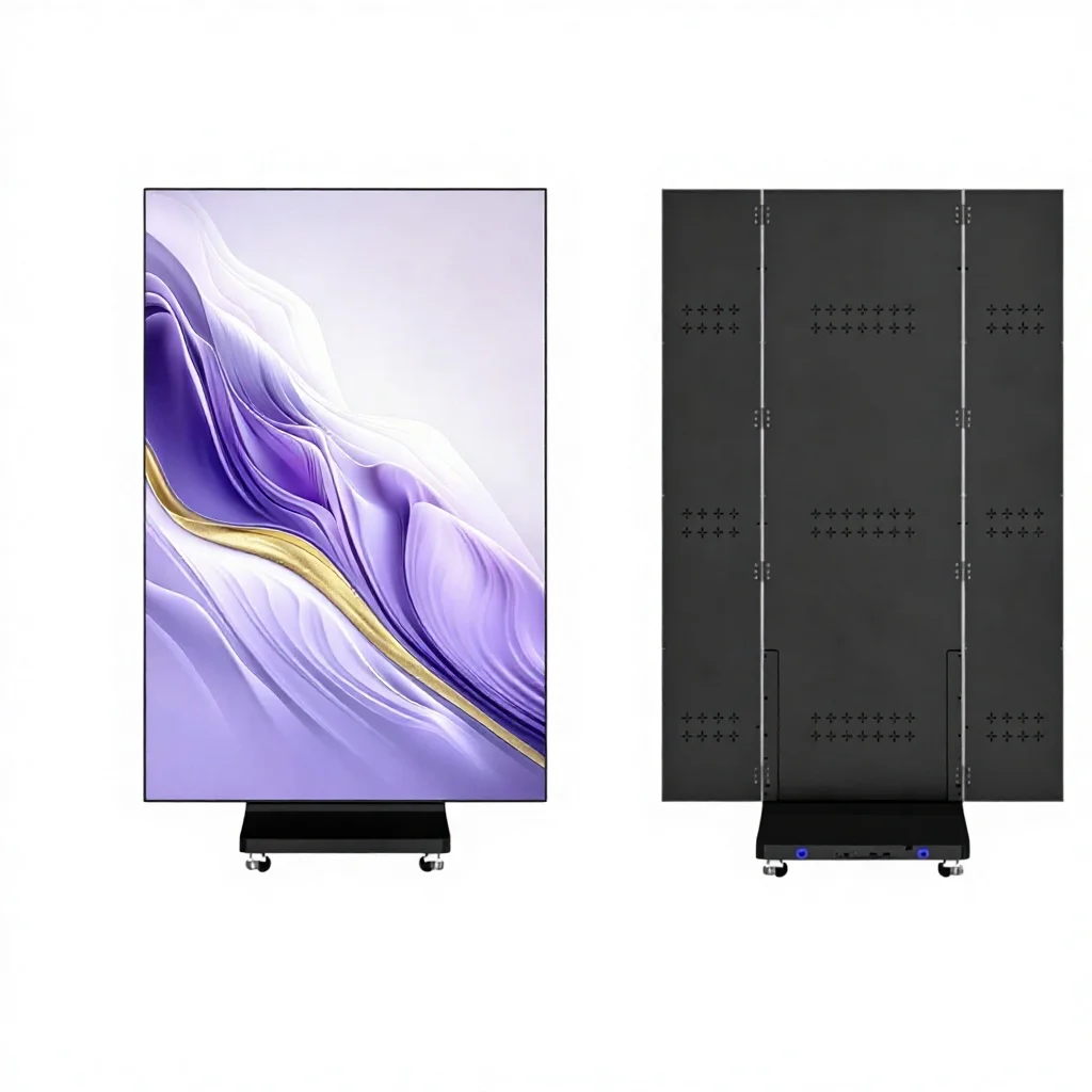 P1.86 Indoor Tri-fold LED Poster Display Screen 1280x2070mm 3-in-1 Foldable Digital Signage Movable Exhibition Event 1Yr HDR10+