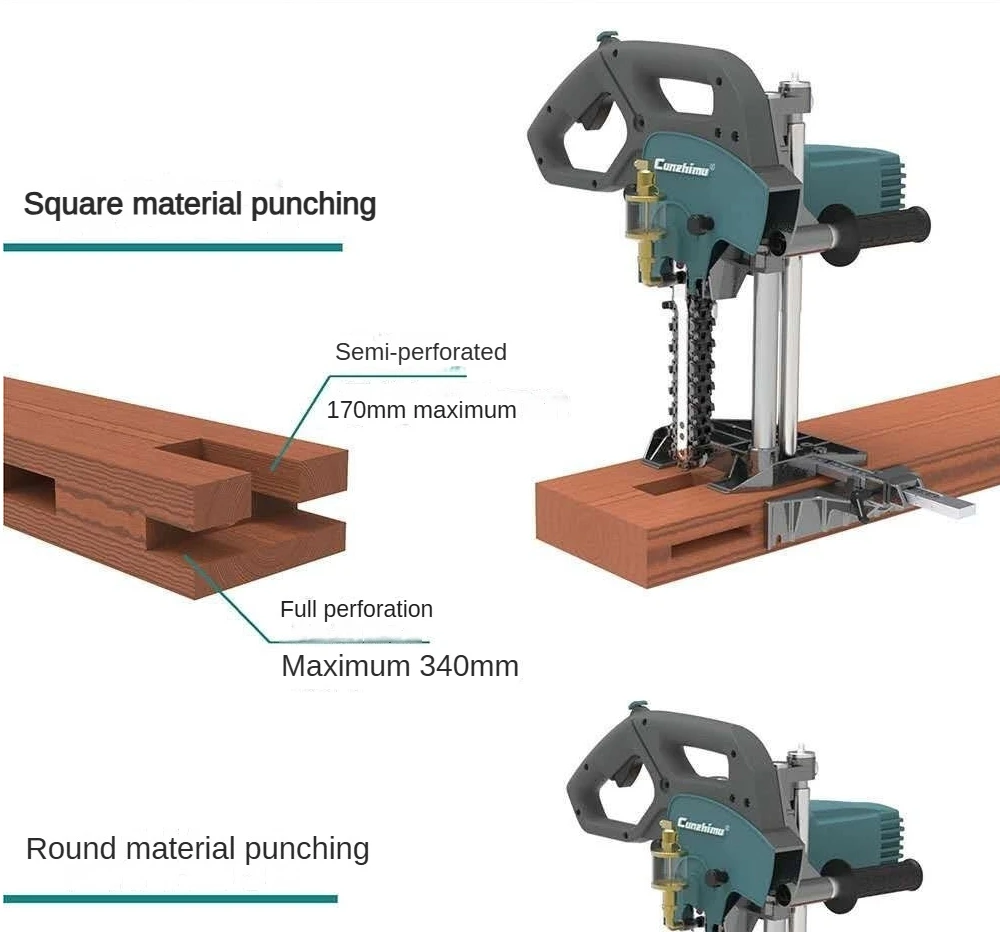 

CZM-150 Portable Chain Mortiser Mortiser Woodworking Machine Chisel Mortiser Machine Square Hole Drill Machine