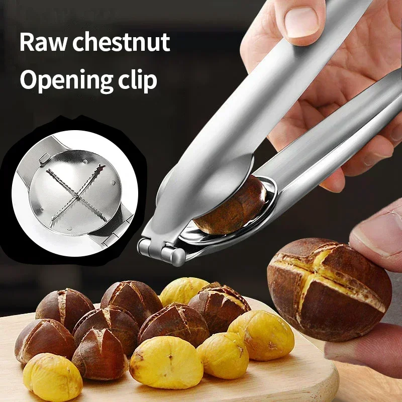 2In1 Chestnut Machine Stainless Steel Chestnut Cracker Opener Sheath Cutter Metal Nuts Clip Walnut Pliers Tool Kitchen Accessory