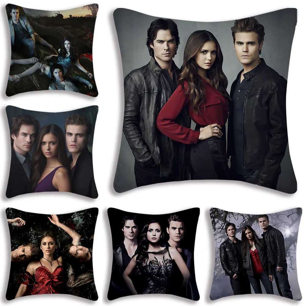 

T-The V-Vampire D-Diaries Pillow Covers Cartoon Sofa Decorative Home Double-sided Printing Short Plush Cute Cushion Cover