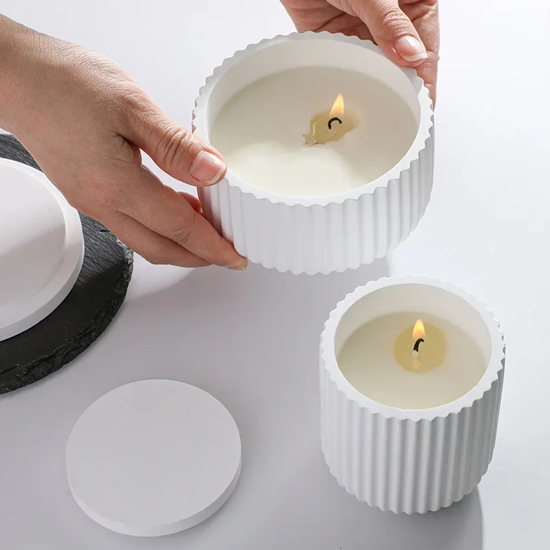 

DIY Candle Cup Storage Box Cement Mold Crystal Epoxy Storage Box Silicone Mold Handmade Round Candle jar Mold Mechas para velas