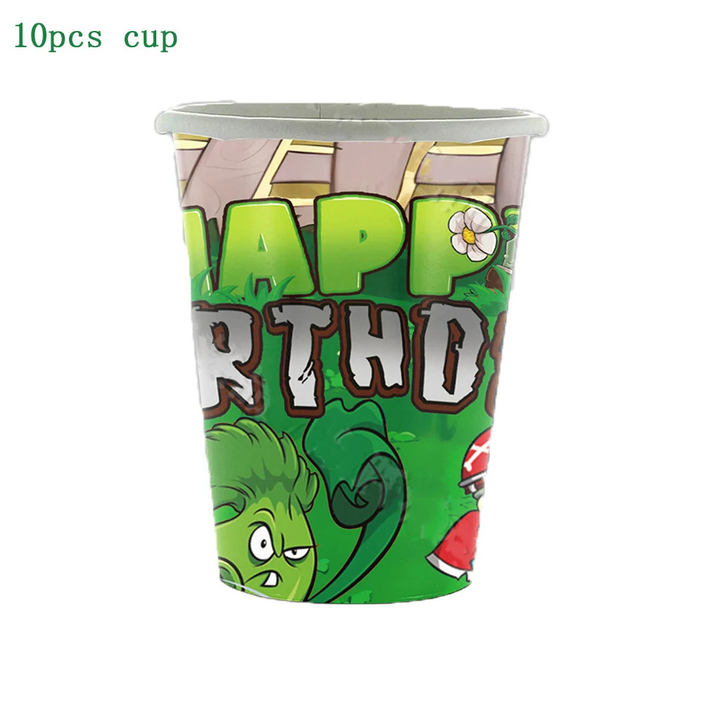 KAYOU Plants vs. Zombies Game Party Disposable Cup Plate Napkin Tablecloth Balloon Cake Topper Kids Birthday Party Decorations