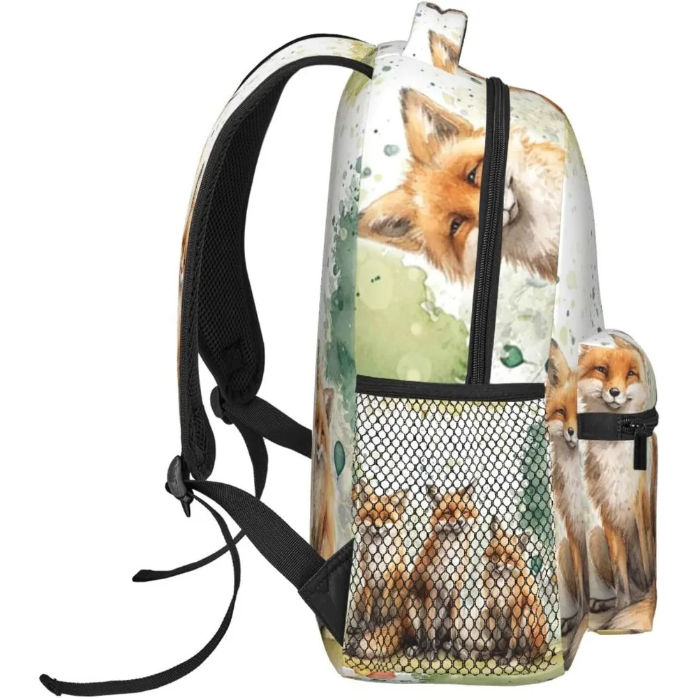 حقيبة كمبيوتر محمول العودة إلى المدرسة لطيف الكرتون الثعلب خفيفة الوزن حقيبة كمبيوتر محمول خفيفة الوزن متعددة الأغراض السفر عارضة Daypack للجنسين Col #3