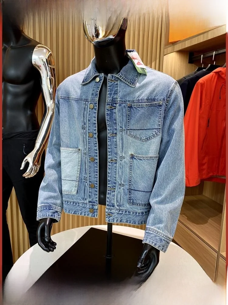 

Heavyweight Cotton Men's Vintage Waed Denim Jaet Island Country High End Sle Autumn New Faion Outerwear Coat