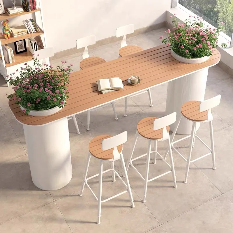 HYS Outdoor Courtyard Balcony Household Flower Box Bar Table Terrace Garden Homestay Reception Negotiation High Table