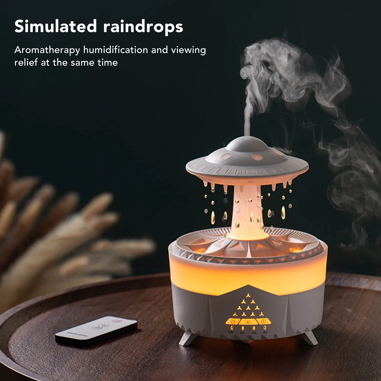 

UFO Raindrop Humidifier with Colorful Lights Remote Control Timing Humidifier Humidifier 100‑240V