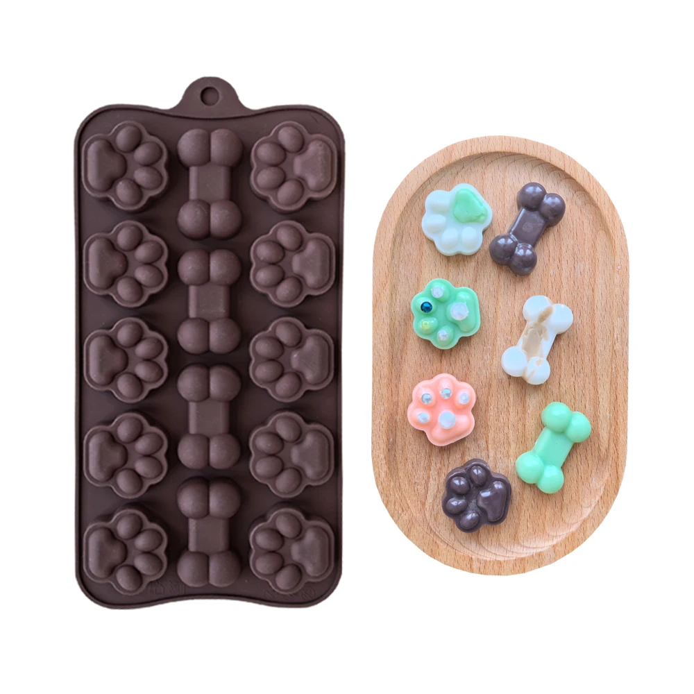 1 molde de silicona para chocolate con forma de hueso de garra de gato de 14 cavidades, adecuado para galletas de chocolate, dulces, gelatinas y bandejas de hielo