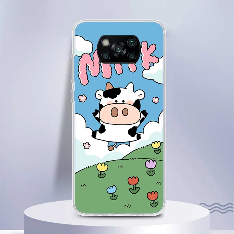 Dairy Cattle Cow Speckle Cute Soft Silicone Phone Case For Xiaomi Poco X3 NFC X4 GT X5 X6 F6 F5 Pro F4 F3 F2 F1 M5S M4 M3 M2 5G 