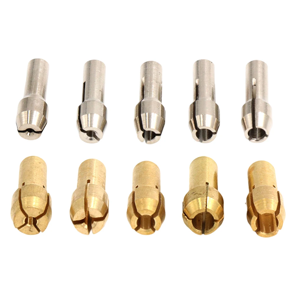 Drill Chuck Set Chuck Adapter 10 Pieces Set 18.12*4.2mm Size Clamping Range 1.0mm-3.2mm Copper & Stainless Steel DIY Projects