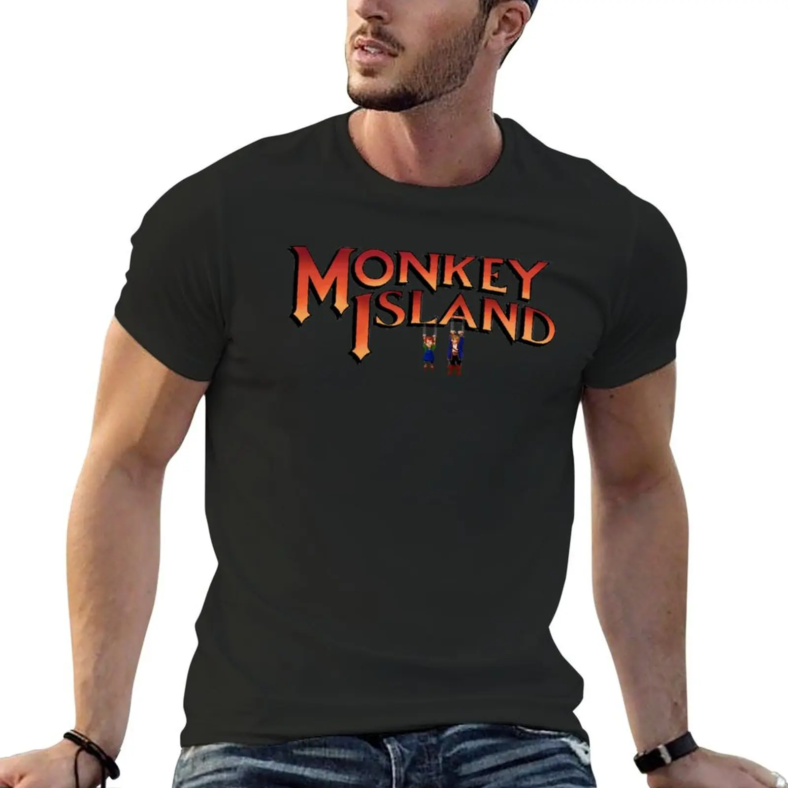 

Monkey Island in Chains T-Shirt shirts graphic tees summer clothes man t shirt sweat Men's cotton t-shirt