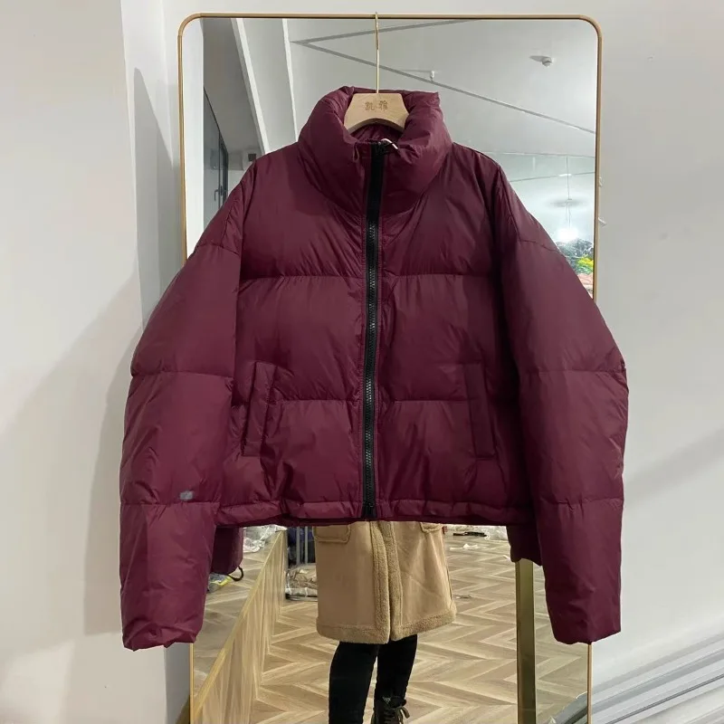 Manteau à la mode, doudoune courte avec col montant, manteau à pain épais de style coréen, couleur unie, vêtements d'extérieur pour personnes courtes