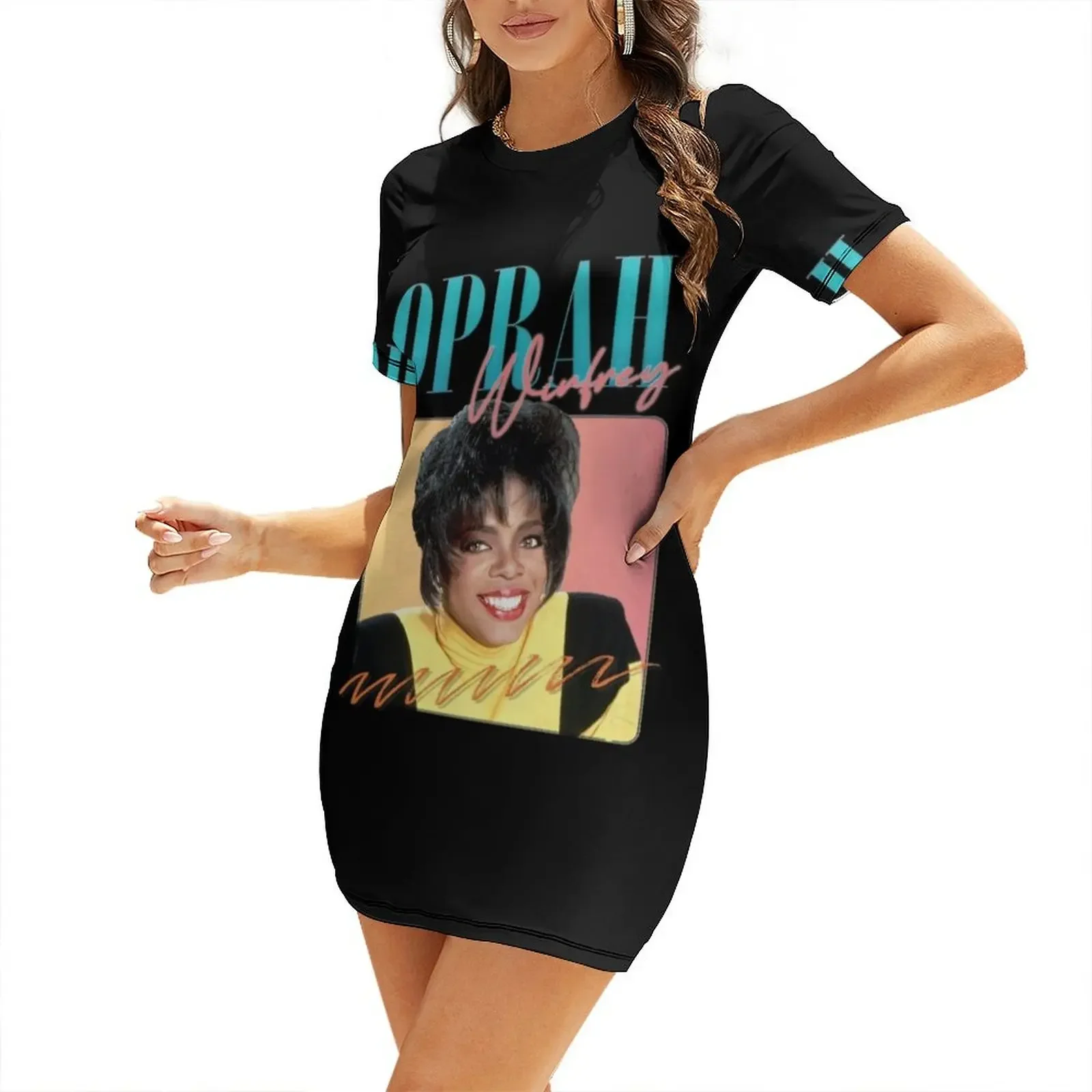 

Oprah Winfrey 90s Aesthetic Short-Sleeved Dress clothes for woman summer dress for women 2026