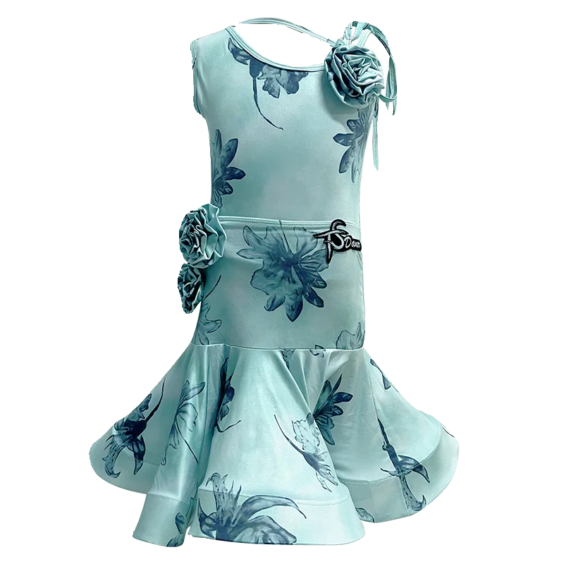 

Юбка для латинских танцев по индивидуальному заказу, тренировочное платье для девочек, детские костюмы для соревнований, комплект с разрезом, бальное платье, стандартное