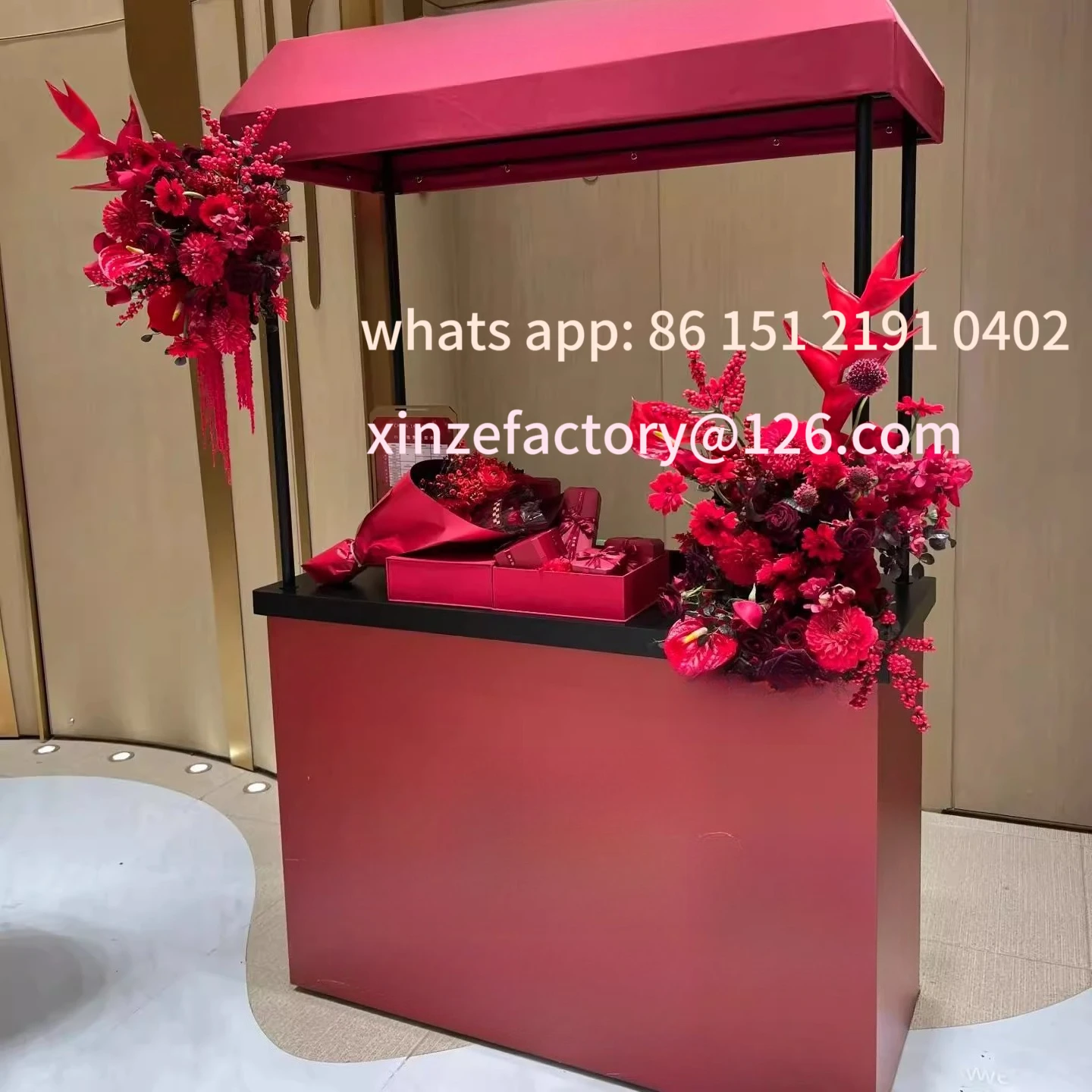 Customizable wrought iron shopping mall display stand cart barbecue shop activity car stall commercial display snack truck