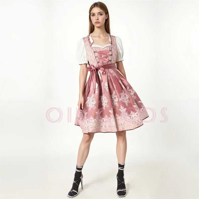 

German Munich Oktoberfest Costume Bavarian Strap Printed Dress Maid Set