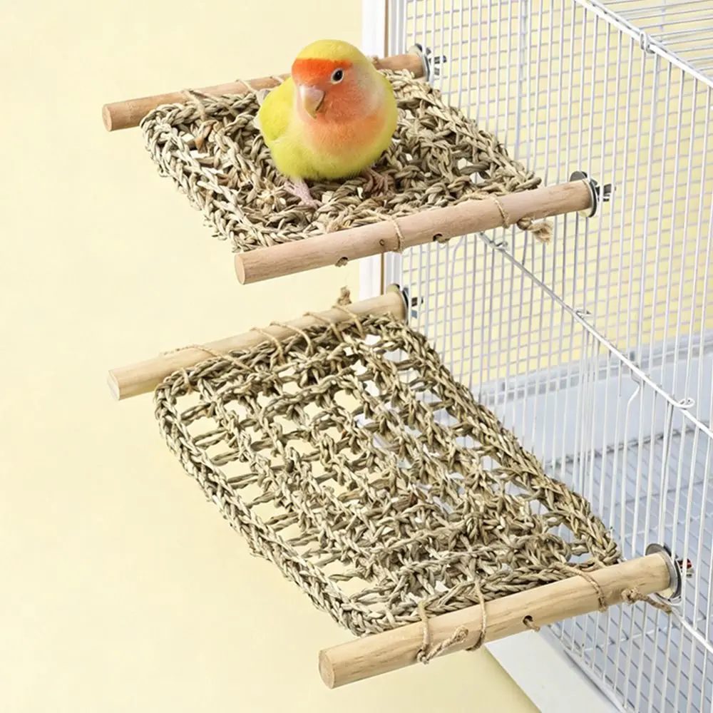 

Handwoven Straw Reptile Hammock Breathable Woven Eco-Friendly Bird Swing Mat Chewable Decorative Foraging Mat Toys Bird Cage