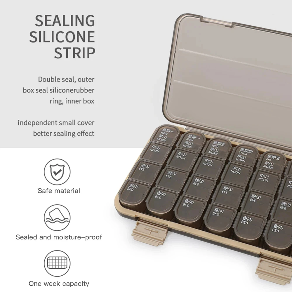 منظم صندوق حبوب منع الحمل الأسبوعي ، 3 أقسام قابلة للإزالة ، مريحة للحمل ، ترتيب معقول لصحة الدواء ، تخطيط التغذية #5