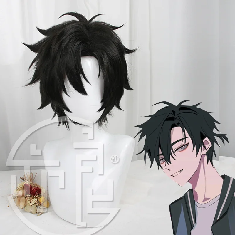 New Limit DEVIL GAME Time Agent Cheng Xiaoshi Cosplay Wig Short Black Wig Halloween Carnival Party Anime Props