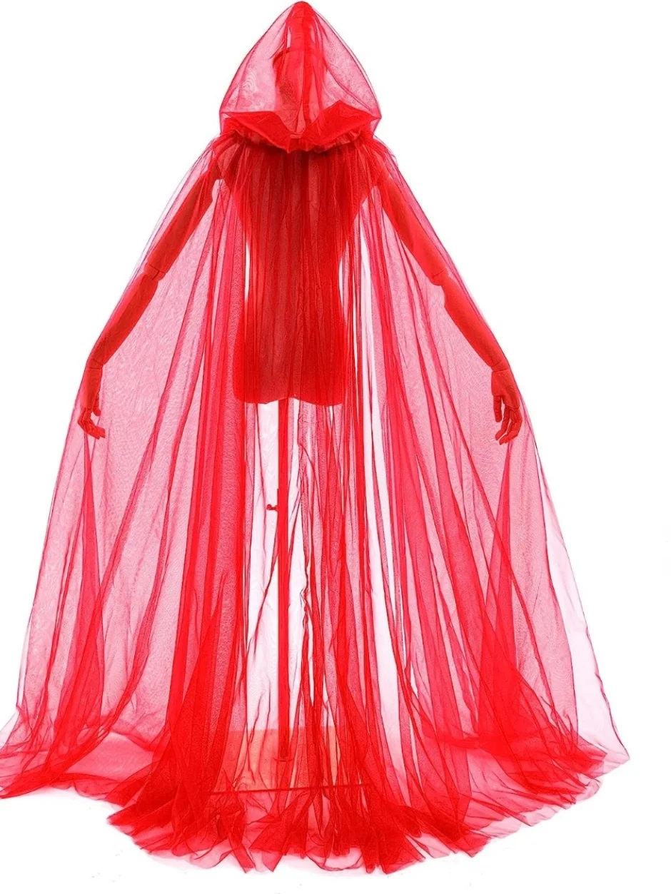 أزياء الهالوين التأثيرية ذات القلنسوة الطويلة كيب مي متعددة الألوان عاصف متوسطة الطول للسيدات مجموعة صيفية من مادة النايلون