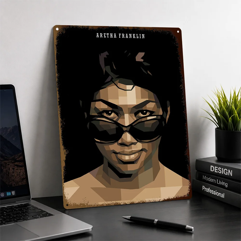 Aretha Franklin Portrait Textured Poster Personalized Metal Tin Sign Vocal Tribute Wall Art Enhances Music Rooms And Home Bars