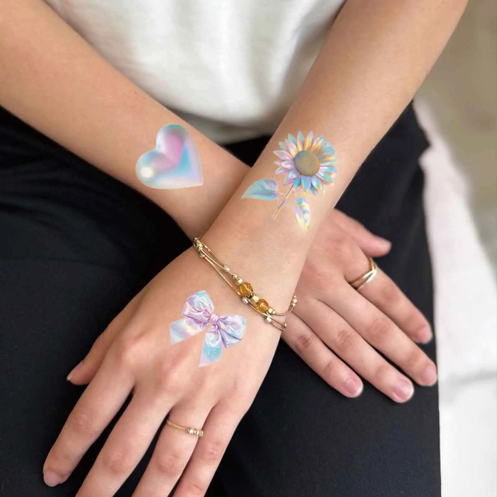 10 แผ่น 3D Fairy ผีเสื้อเงา Tattoo สติกเกอร์โรแมนติก Face Arm Body Art รอยสักปลอมสําหรับผู้หญิงแต่งหน้าเต้นรําตกแต่ง