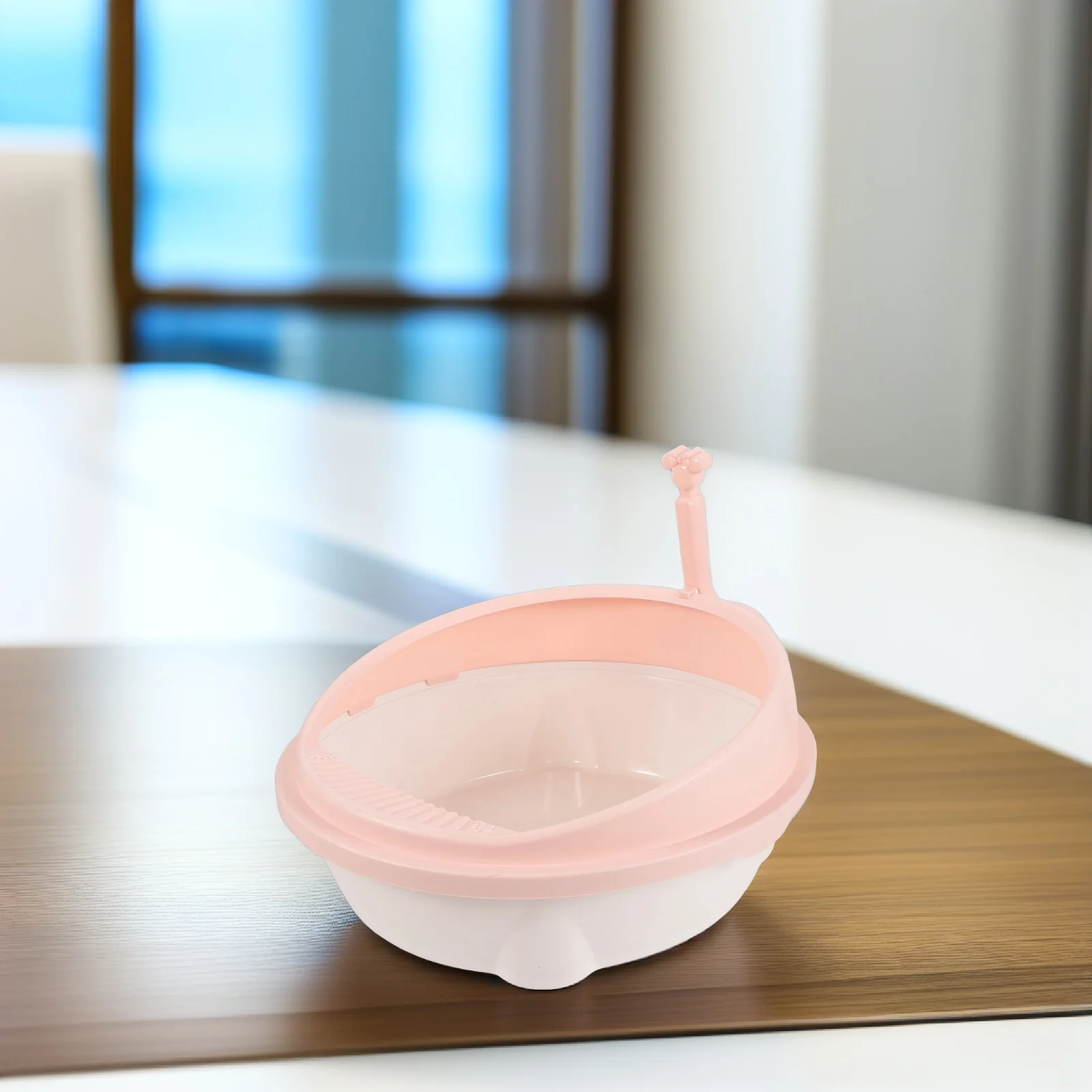 

1 Set Cat Litter Box Semi-Enclosed Kitten Toilet Large Capacity Anti-Splash Pet Tray Breathable Fresh Design For Home Travel