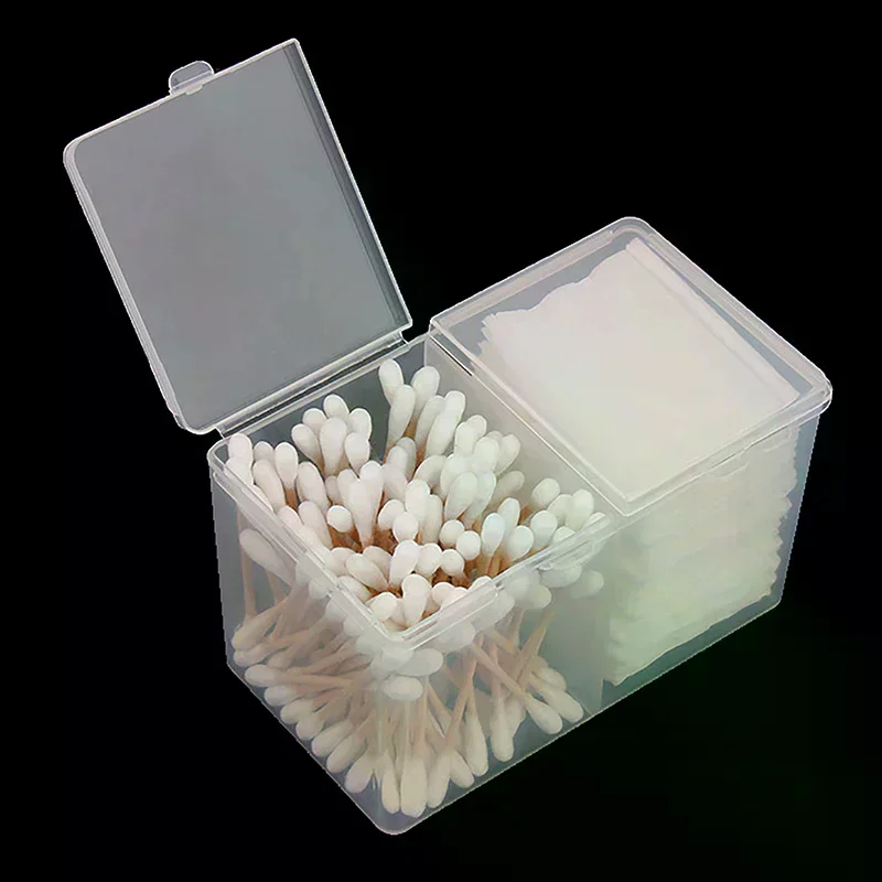Transparent Plastic Cotton Swab Storage Box Desktop Dust-Proof Makeup Removal Cotton Lipstick Cosmetics Storage Organization