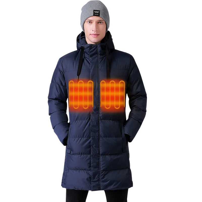 Winter thickened long heat down coat heating coat USB electric heating clothes warm skiing