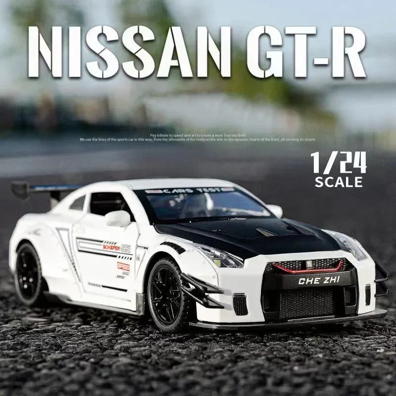 

1:24 Skyline Ares Nissan GTR R34 R35 Alloy Sports Car Model Diecast Metal Racing Car Model Simulation Sound and Light Kids Gifts