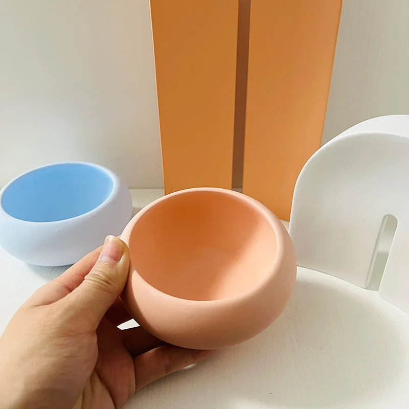 Bowl Candle Cup Silicone Mold Round Concrete Candle Vessel Mould Gypsum Planter Clay Terrazzo Epoxy Resin Mold Nordic Style