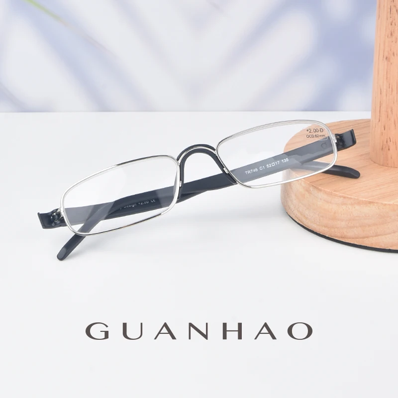 Guanhao-gafas de lectura óptico transparente para hombre y mujer, lentes transparentes para presbicia, hipermetropía, marco de aleación ultraligero, vista HD