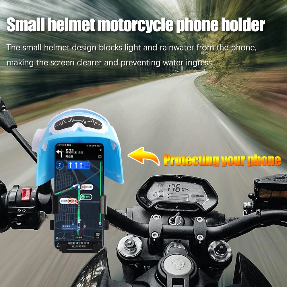 Creative Motor Cycle Rearview Mirror Waterproof Helmet Handlebars Sunscreen Phone Stander Bracket Sunshade Mobile Phone Holder