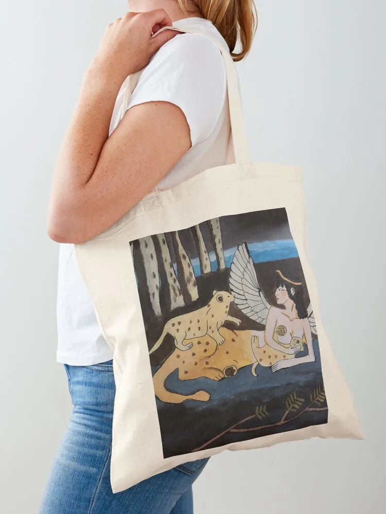 

The woman with lions Tote Bag Big bag women free delivery bags Canvas shoulder bag Big