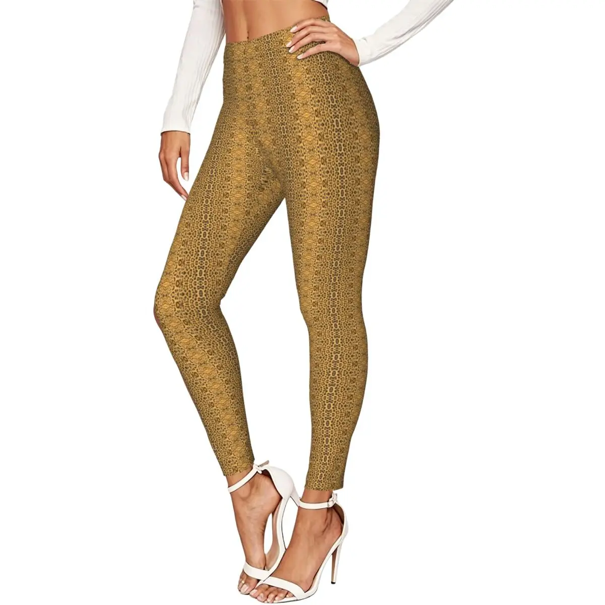 Leopard And Ocelot Skin Women Leggings High Waisted Stretch Tights Workout Running Pants