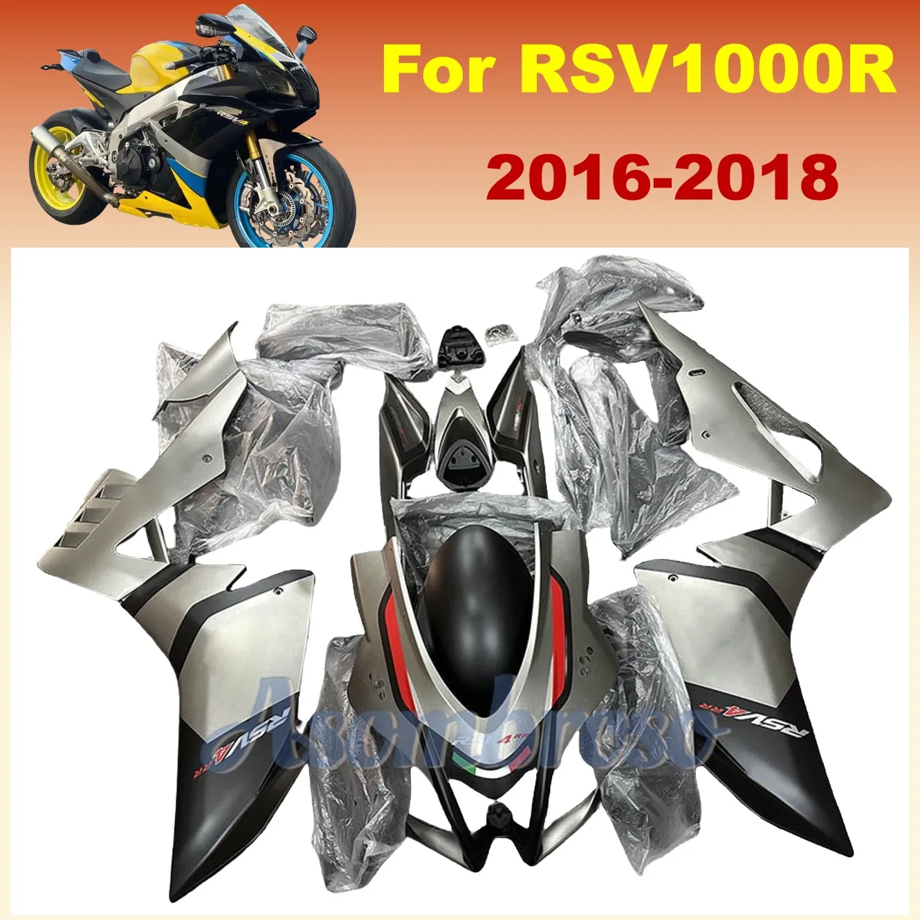 Fairing kit fit for Aprilia RSV1000 2016 2017 2018 Grey Black Fairings RSV 1000R 16-18 RSV4 Custom High Quality Bodywork