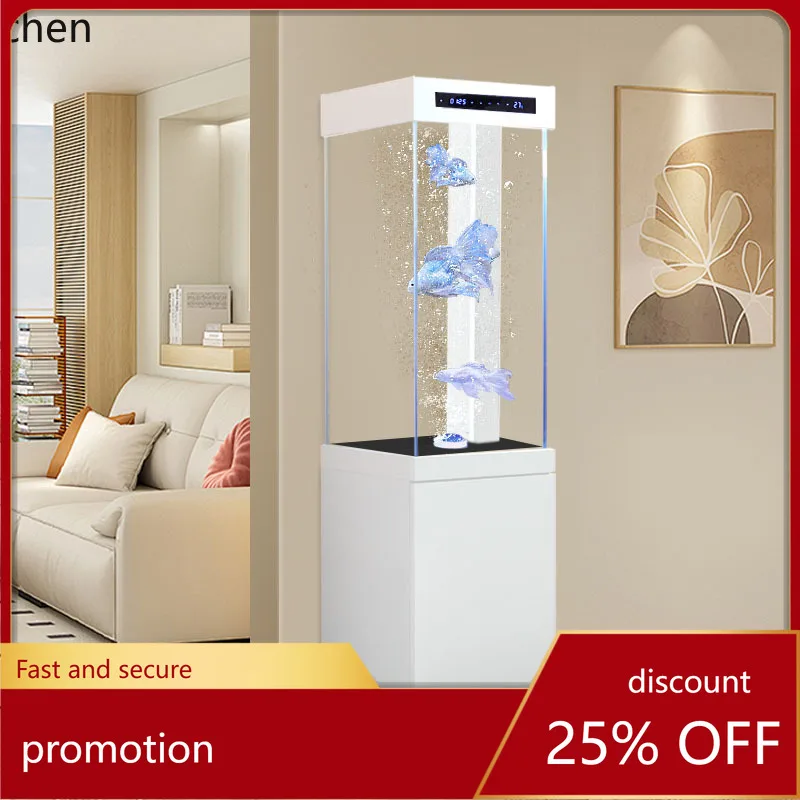 

HXL living room floor-to-ceiling oxygenated ultra-white glass vertical square ecological bottom filter aquarium