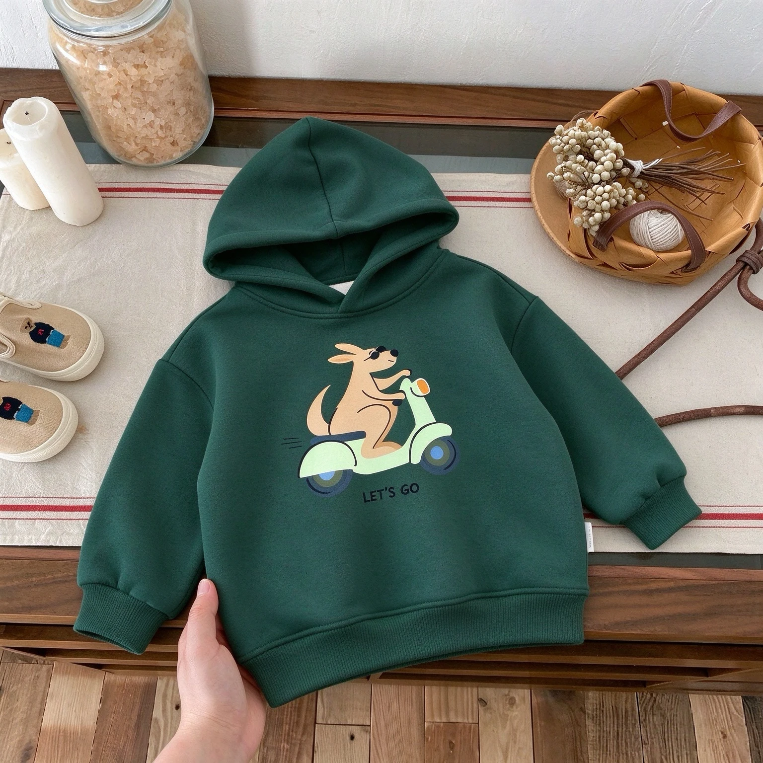 Apple Pattern Kids Hoodies Autumn Clothing Simple Fashion Korean Children Long Sleeve Hooded Sweatshirts Tops Baby Girls Clothes