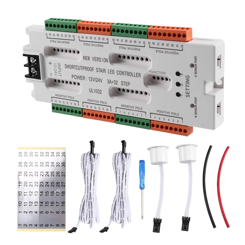 

Нежная текстура-сходи светодиодный датчик движения свет лестница ночник 32 канала DC 12 В/24 В контроллер предотвращает короткое замыкание